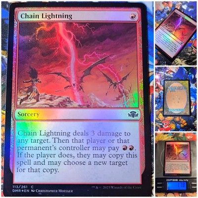 MTG Chain Lightning Foil   Nm Dominaria Remastered 2023 Magic Og Red Card 