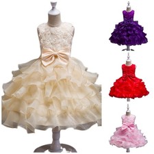 3-10 Years Old Girls Birthday Party Dress Kids Sleeveless Gown Cake Skirt Robe