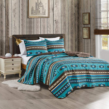 3-Piece Fine Printed Oversize King Size Quilt Set, All-Season Bedspread Native A