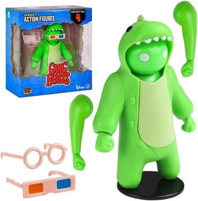 Gang Beasts 4.5'' Green Dinosaur Costume Kigurumi Game Fighter Character Figure