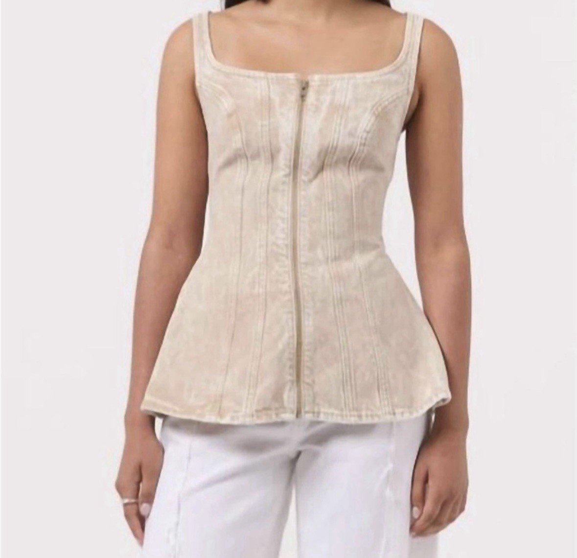 DALA Cocoon Corset Bustier zip Front Sleeveless top color Drought Size 24 NWT