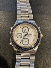 Seiko World Timer Quartz Sports 150 New Bat All Functions Run Perfect 5T52 Mvmt