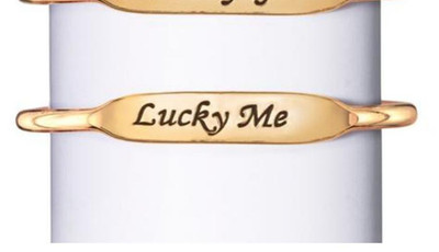 Avon I Am Fabulous Cuff Bracelet LUCKY ME -Goldtone - New In Box