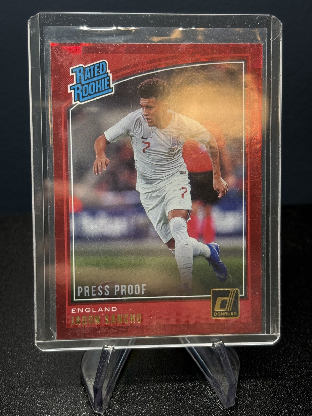 2018-19 Panini Donruss - Rated Rookie Jadon Sancho #189 Press Proof Red (RC)