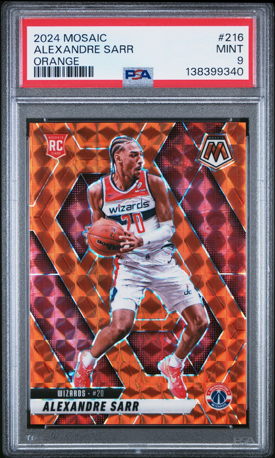 2024 PANINI MOSAIC ORANGE #216 ALEXANDRE SARR 230/249 PSA 9