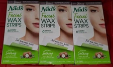 3 Nad's Hypoallergenic Facial Wax Strips Gentle Hair Removal for All Skin Types