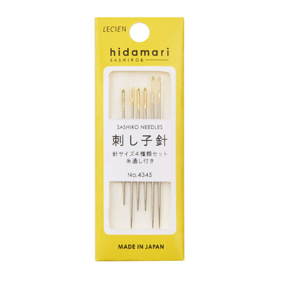 Hidamari Sashiko Needles Set 6 Silver Needles 4 Lengths Larger Eye Threading