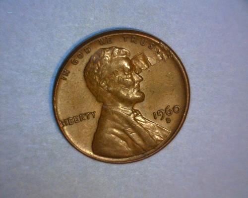 1960 D LINCOLN CENT DEFECTIVE PLANCHET 🌟LAMINATED OBVERSE 🌟SM. DATE ERROR COIN - Picture 3 of 4