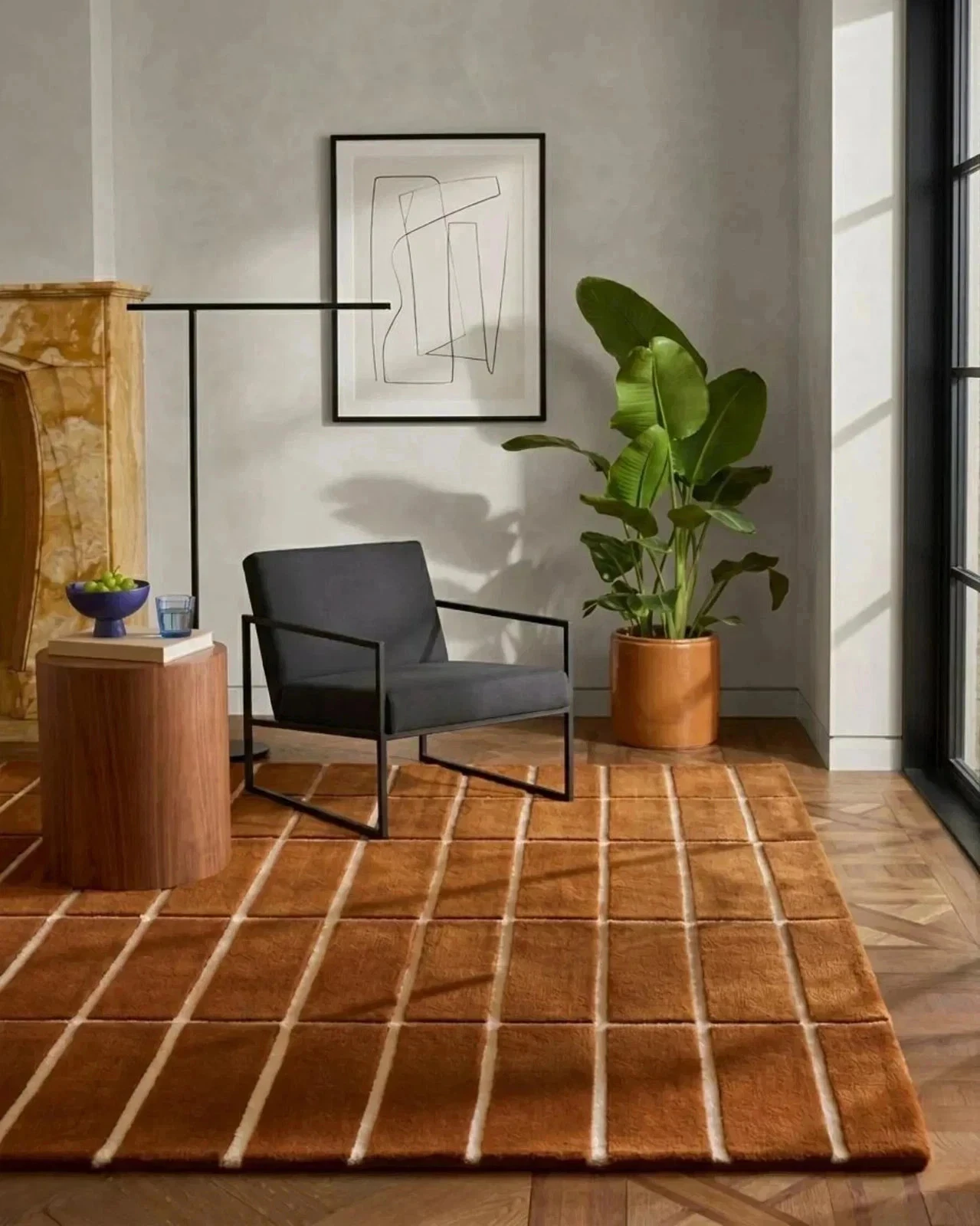 Luxury Hand Tufted Wool Rug Modern Grid Brown Cream Minimalist Area Rug 8x10
Opens in a new window o