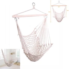 Hanging Swing Cotton Hammock Chair Solid Rope Swing Chair Yard Patio Porch