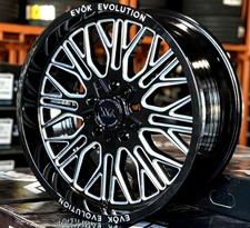 5x 24x12 Evok Ev506 Wheels Tires Gloss Black Milled 5x5 Jeep 5x5.5 Ram 5139.7