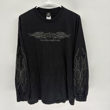 Vintage Yamaha Star Motorcycle Long Sleeve Shirt Flames Rare Goth Punk Men L