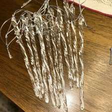 Twisted Clear Glass Icicle Christmas tree ornaments - Set of 24 - 5 1/2  long