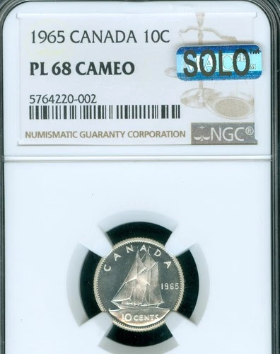 1965 CANADA 10 CENTS NGC PL68 CAMEO MAC SOLO FINEST GRADE & SPOTLESS  .