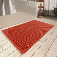 AMOAMI Upgraded Waffle Bath Mat, Super Absorbent Non Slip 20" x 32", Orange