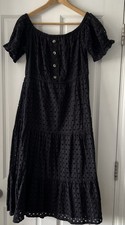 Black Broderie Anglaise Summer Dress Size 12