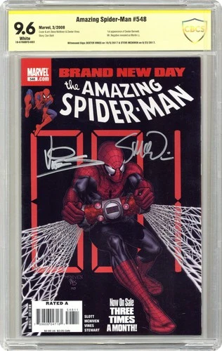 Amazing Spider-Man #548 CBCS 9.6 Witnessed Sig Vines/McNiven 2008 18-0768BFD-003