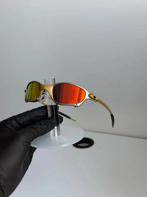 Oakley Juliet Mars Sunglasses Vintage Gold Silver Frame Red Polarized Lens - Photo 1/4