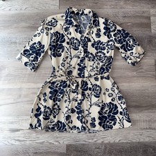 Zara Women's Short Sleeve Button Down Tie Belt Floral Mini Dress Size M