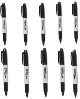 Super Sharpie Permanent Markers Black  10  Markers  New