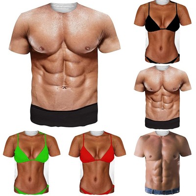 T-Shirt Männer Oben Herren Kurzarm Muskelkörper Regulär Spitze Training Tee