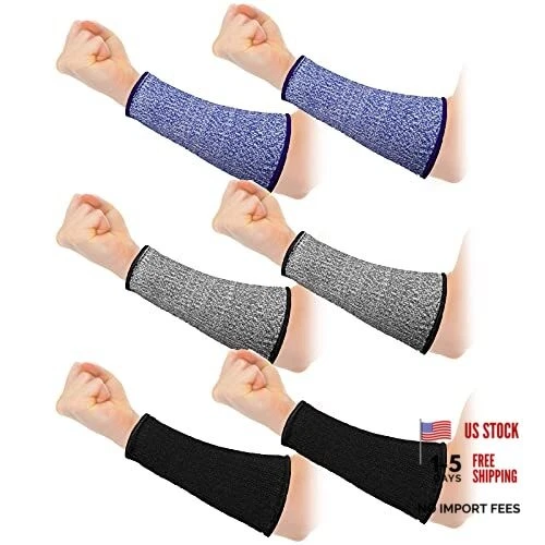 3 Pairs Arm Protectors for Thin Skin and 7.9 Inch Black, Royal Blue, Grey