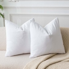 JUSPURBET White Luxury Velvet Throw Pillow Covers 22x22 Set of 2,Decorative Soft