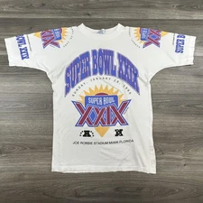 Vintage Super Bowl XXIX Shirt Mens Medium White NFL Football Made USA Miami 90s