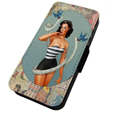 AUSVERKAUF Bedruckte Flip Handyhülle für iPhone Pin Up Girl Bluebirds
