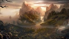 Landscape art fantasy nature water rocks hills Custom Gaming Mat Desk