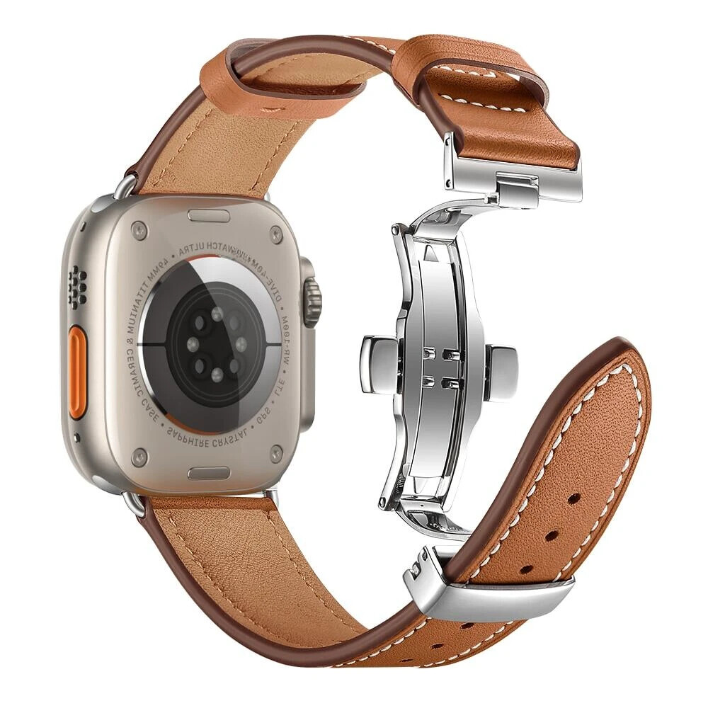 Leather Strap Watchband For Apple iWatch series 8 7 SE 6 9 45mm 41mm 44mm