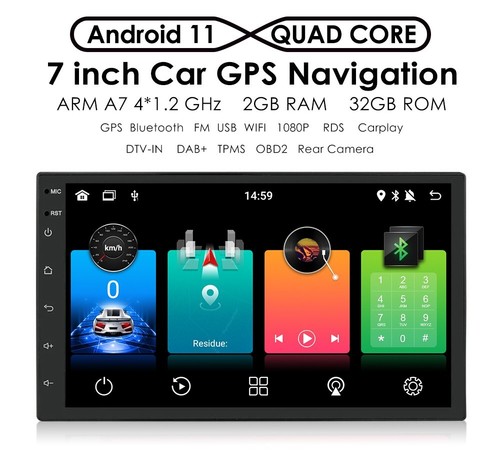 Android 11 7" Double 2DIN Car Stereo Navi GPS Wireless CarPlay Radio WiFi 2+32GB - Picture 7 of 18