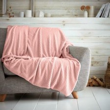 Luxury Popcorn Throw Soft Waffle Fleece Sofa Bed Large Warm Cosy Travel Blanket