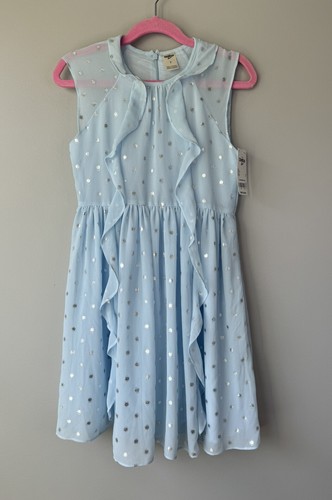 OshKosh B'gosh Girls Dress Size 7 Sleeveless Tulle Silver Polka Dots Ruffles