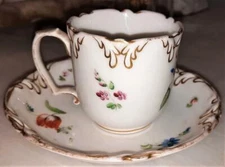 Exquisite Old Paris Porcelain Cup & Saucer 'Rousseau 45 Rue Coquilles C 1840+