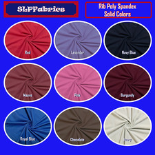 Solid Colors 94/6 Poly/ Spandex Rib Knit Fabric 4 Way Stretch 56"W By Yard