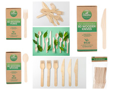 Wooden Cutlery Forks Knives Spoons  Biodegradable Parties Weddings Catering