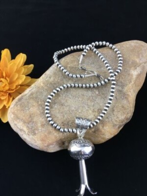 Native American Navajo Sterling Silver Necklace LG Naja Pendant 20'' 01673