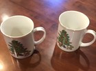 Set of 2 Holiday Hostess Coffee Cups/mugs Christmas Tree Holly Gold Rim — photo 6