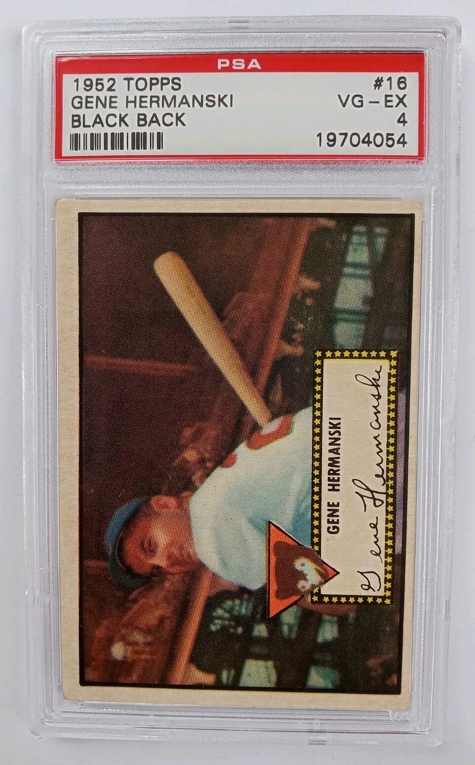 1952 Topps Gene Hermanski #16 Black Back PSA 4 VG-EX