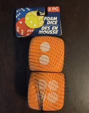 Set - Big Foam Playing Dice 2" Cube Birthday Party Games Jumbo Play Orange Favor