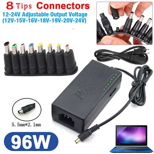 Alimentatore Universale Per Notebook 96W Con Uscita 12-24V E Connettori 8/12 Pin, Cavo EU