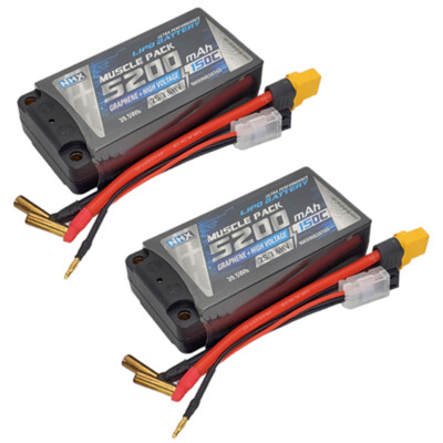 NHX RC 2S 7.6V 5200mAh 150C + Graphene LiPo-HV Battery (2) w/5mm Bullets / XT60