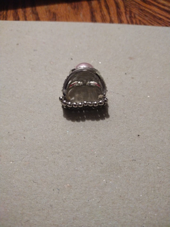 Bisutería Paparazzi NUEVO Perla Rosa con Anillo de Estrás Blanco Foto 4 de 4