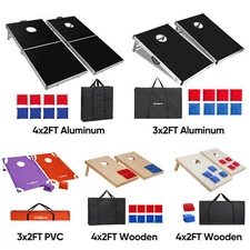 3x2'/4x2' Cornhole Bean Bag Toss Game Set Lawn W/ 8 Bean Bags Aluminum/Wood/PVC 