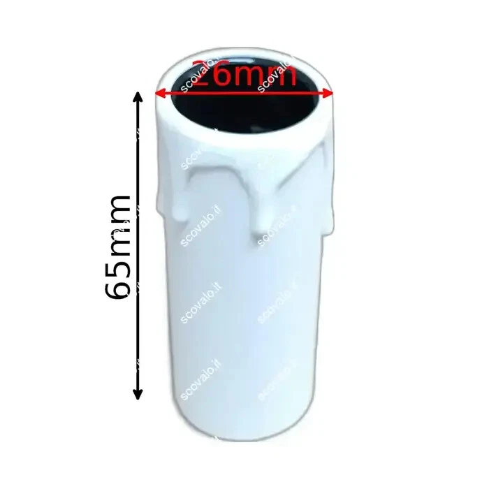 portalampada finta candela decorativo lampadario antico E14 bianco 65 mm - Immagine 4 di 4