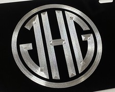 Custom Personalized Circle Monogram Car Tag Diamond Etched Metal License Plate