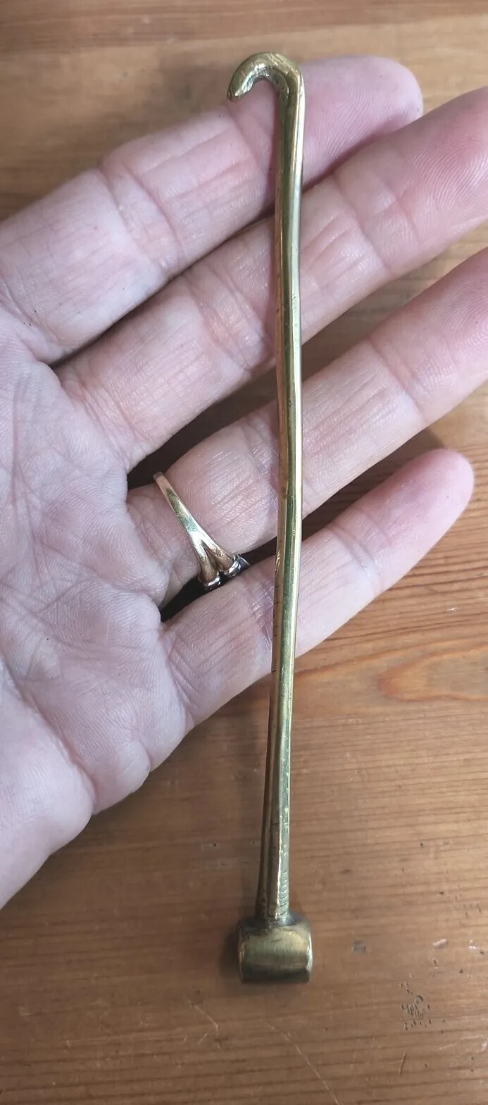 Solid Brass Shoe Lace Hook And Button Hook  5.5" … - image 2