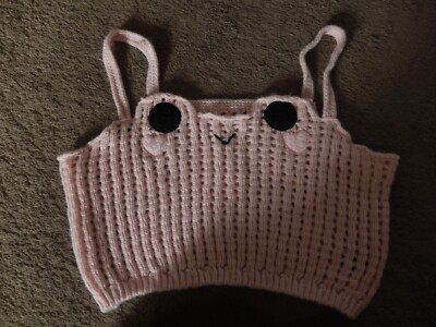 ROMWE Women's PINK Acrylic Knit Crop Top FROG FACE SIZE 1XL