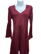 Angie Womens Sweater Dress Size Small Long Sleeve V-neck  Red Knee Length L/S S